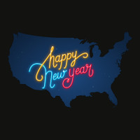 Usa Map, Colorful Text For Happy New Year, Neon Lights, United States Scorecard Crop Tee | Artistshot