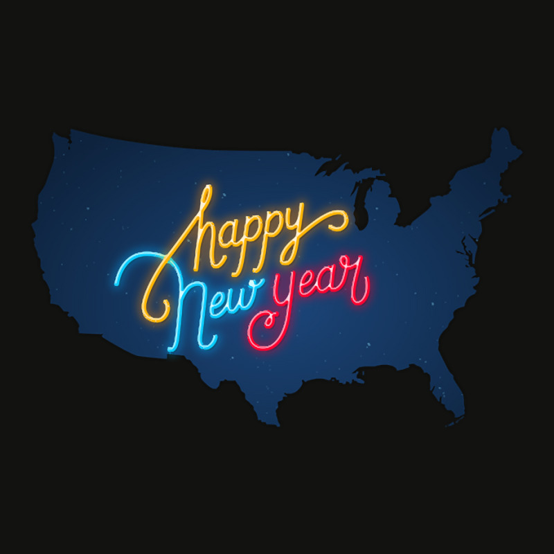 Usa Map, Colorful Text For Happy New Year, Neon Lights, United States Scorecard Crop Tee by degreesgunner | Artistshot