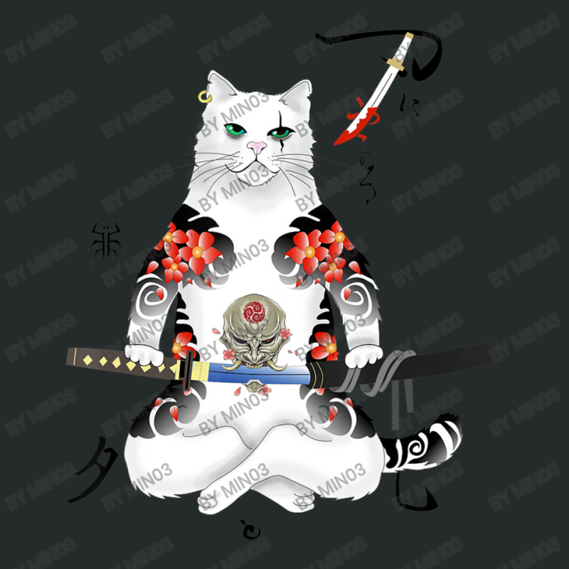 Japanese Samurai Cat Katana Ninja Yakuza Tattoo Women's Triblend Scoop T-shirt by Min03 | Artistshot