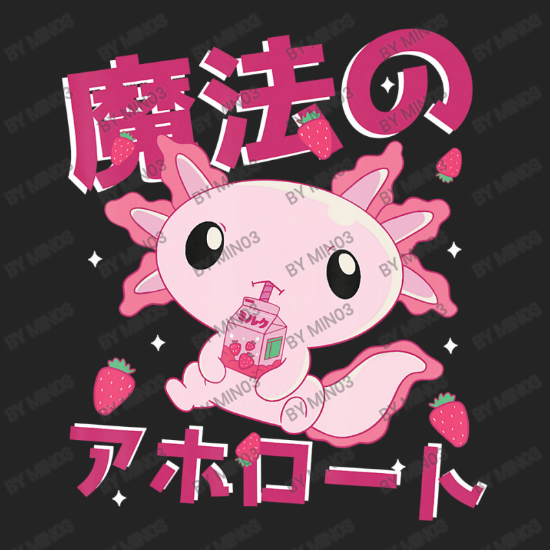 Japanese Strawberry Milk Shake Anime Pink Kawaii Aesthetic Axolotl Mat 3/4 Sleeve Shirt by Min03 | Artistshot