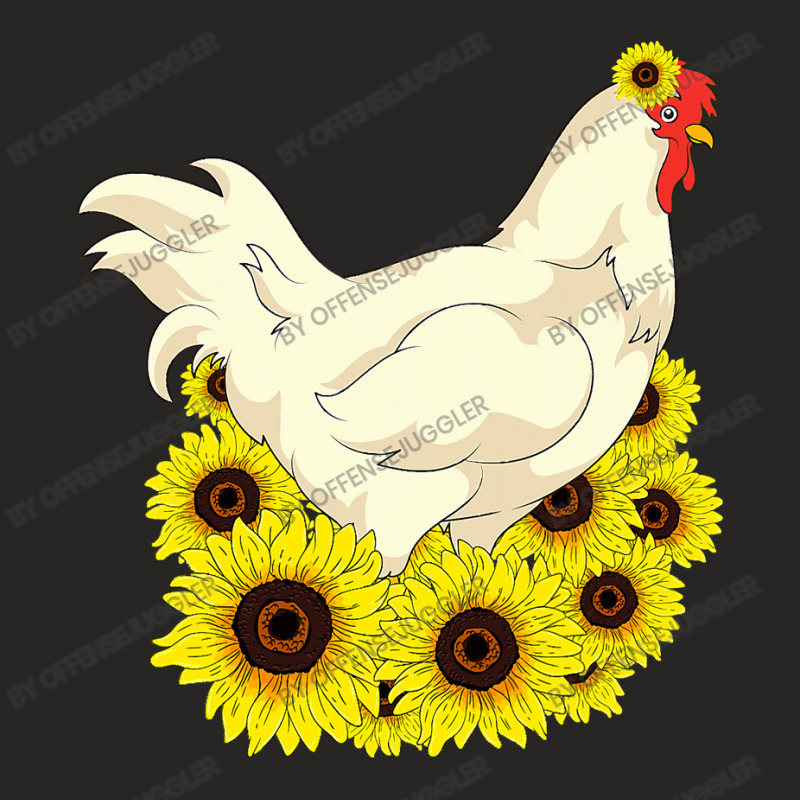 Chicken Cock Yellow Flower Hippie Sunflower Farm Animal Lover Chicken Ladies Fitted T-Shirt by offensejuggler | Artistshot