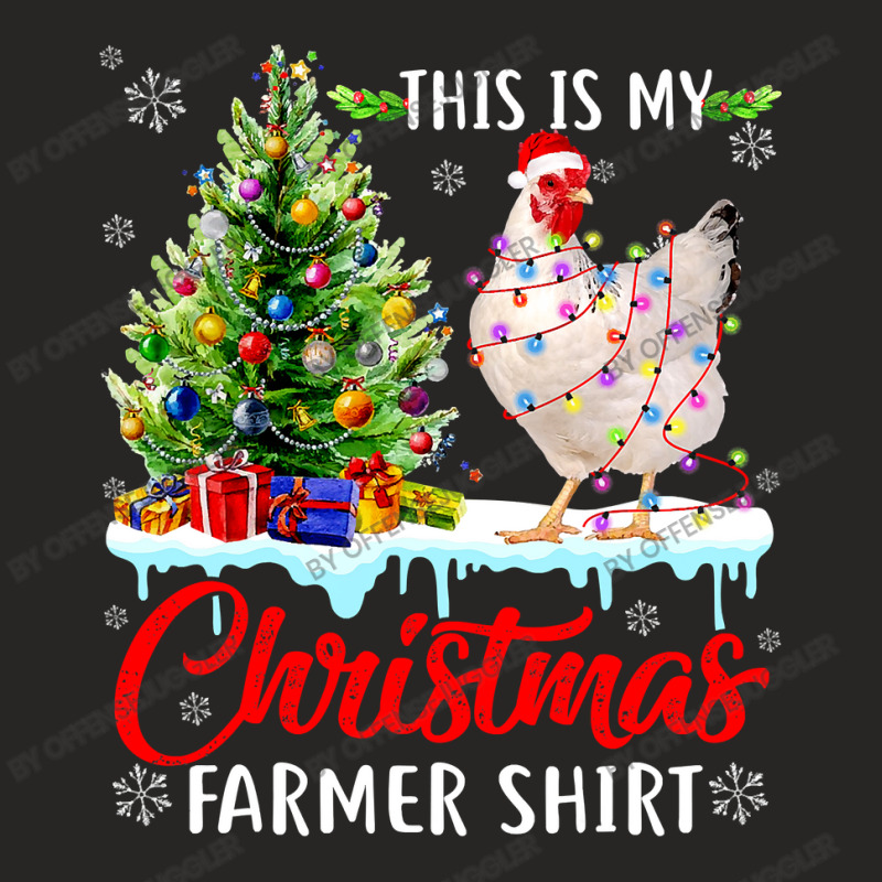 Chicken Cock This My Christmas Chicken Farmer Santa Hat Light Farm Xma Ladies Fitted T-Shirt by offensejuggler | Artistshot