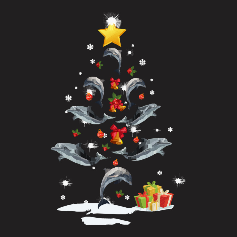 Dolphin Christmas Cute Dolphin Christmas Tree Dolphin Lover Xmas Costu T-shirt | Artistshot