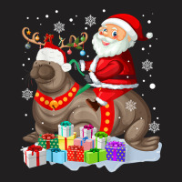 Sea Lion Xmas Matching Funny Santa Riding Sea Lion Christmas T Shirt T-shirt | Artistshot