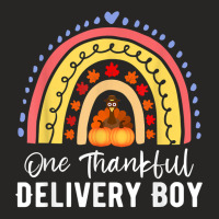 One Thankful Delivery Boy Thanksgiving Rainbow Autumn T Shirt Ladies Fitted T-shirt | Artistshot