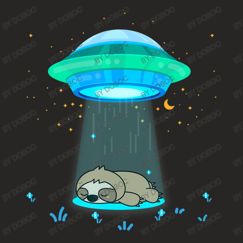 Alien Abduction Ufo Spaceship Sloth Abduction Ladies Fitted T-Shirt by doboc | Artistshot