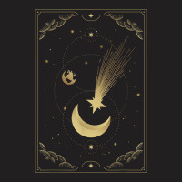 Crescent Moon With Shooting Star Tarot Card T-shirt | Artistshot