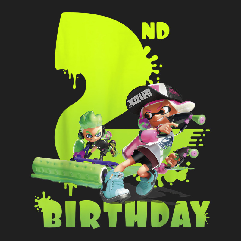 Splatoon Inkling 2nd Birthday Green Splatter Portrait Drawstring Bags | Artistshot