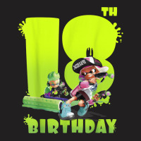 Splatoon Inkling 18th Birthday Green Splatter Portrait T-shirt | Artistshot