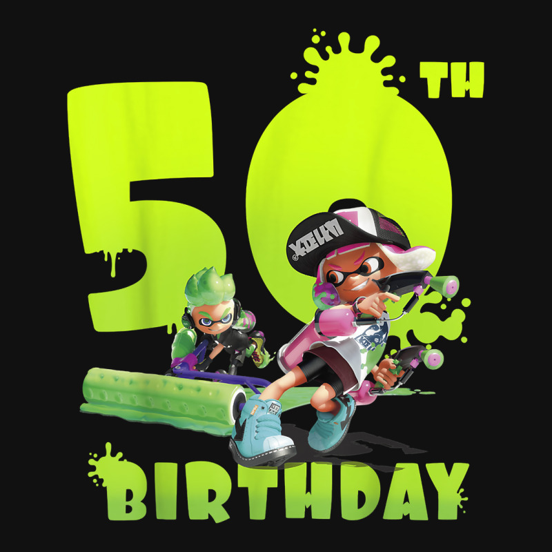 Splatoon Inkling 50th Birthday Green Splatter Portrait Rear Car Mat | Artistshot