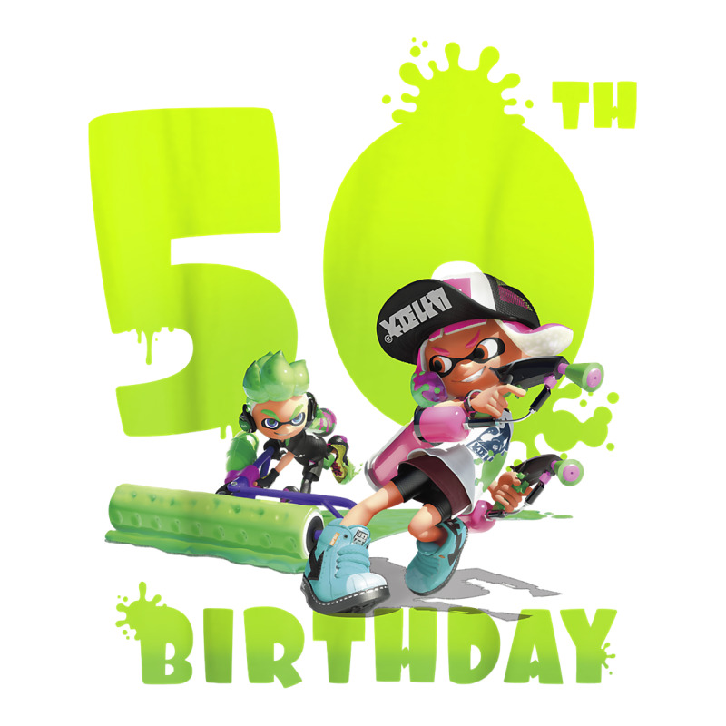 Splatoon Inkling 50th Birthday Green Splatter Portrait Sticker | Artistshot