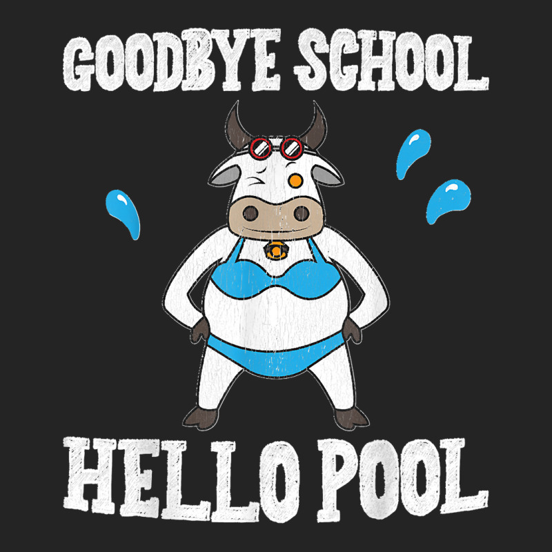 Goodbye School Hello Pool Last Day Of School Cow 3/4 Sleeve Shirt | Artistshot