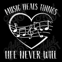 Music Heals Things Life Never Will Heart Musical Notes Pocket T-shirt | Artistshot