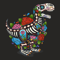 T Rex Dino Sugar Skull Mexico Calavera Dia De Los Muertos Tshirt Ladies Fitted T-shirt | Artistshot