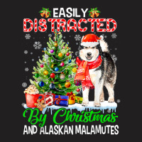 Easily Distracted By Christmas & Alaskan Malamutes Santa T Shirt T-shirt | Artistshot