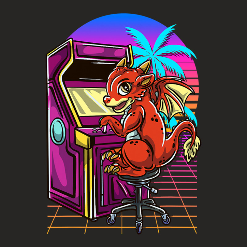 Cyberpunk Arcade Gaming Dragon Video 1 Ladies Fitted T-Shirt by RobertTaylor | Artistshot