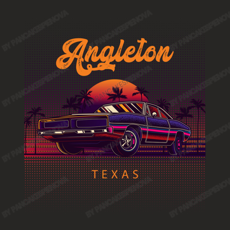 Angleton Texas Retro Vintage 80s 90s Muscle Cars Retrowave Aesthetic Ladies Fitted T-Shirt by pancakespienova | Artistshot