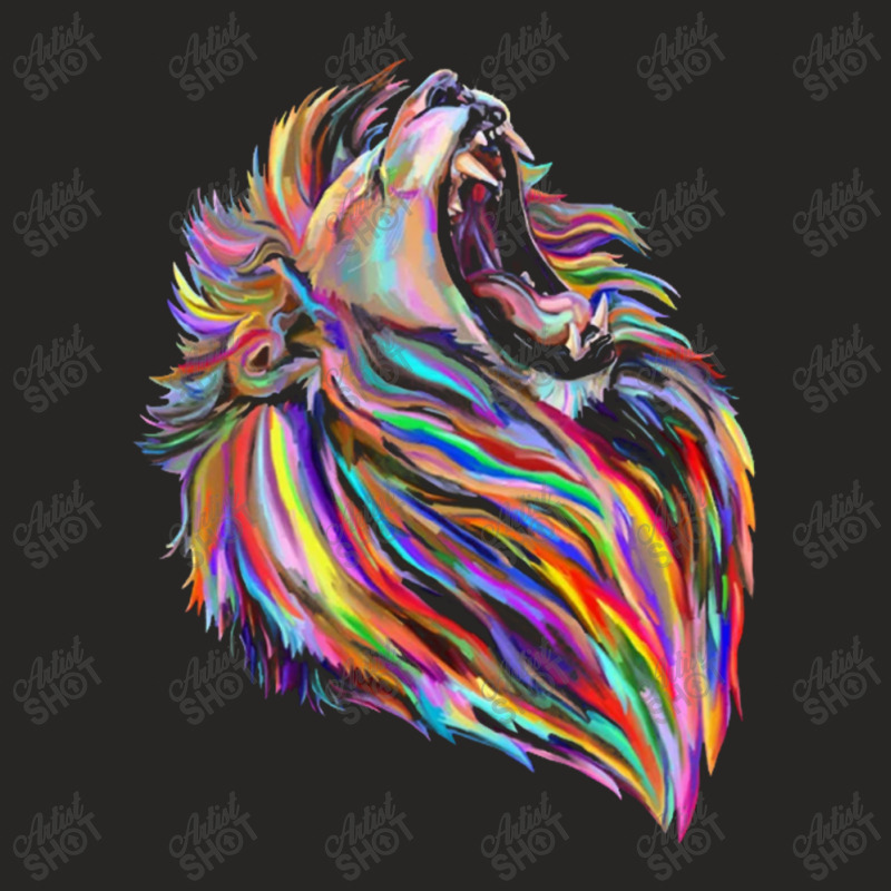 Roaring Regal Rainbow Lion Ladies Fitted T-Shirt by mimifrisby | Artistshot