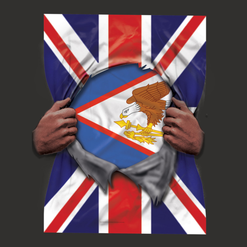 American Samoa Flag Great Britain Flag Ripped - Gift For American Samo Champion Hoodie | Artistshot