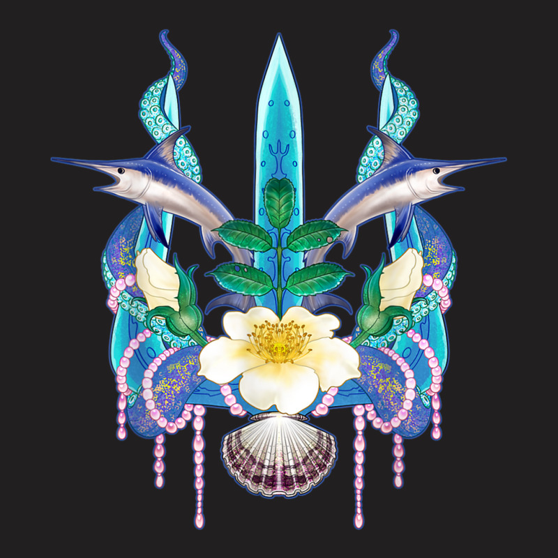 Mermaid Rose Pearls Sword Fish Octopus Seashell Trident T Shirt T-shirt | Artistshot