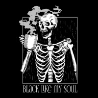 Black Like My Soul - Skeleton Drinking Coffee Adjustable Cap | Artistshot