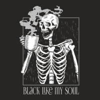 Black Like My Soul - Skeleton Drinking Coffee Ladies Fitted T-shirt | Artistshot