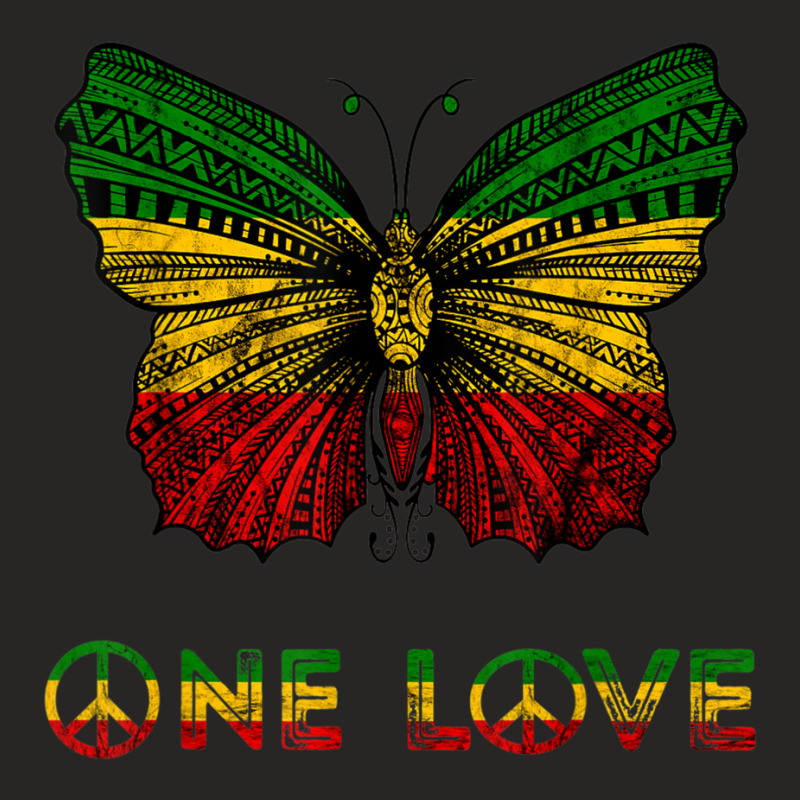 One Love Rasta Butterfly Reggae Hippie Rastafari Roots Ladies Fitted T-Shirt by cm-arts | Artistshot