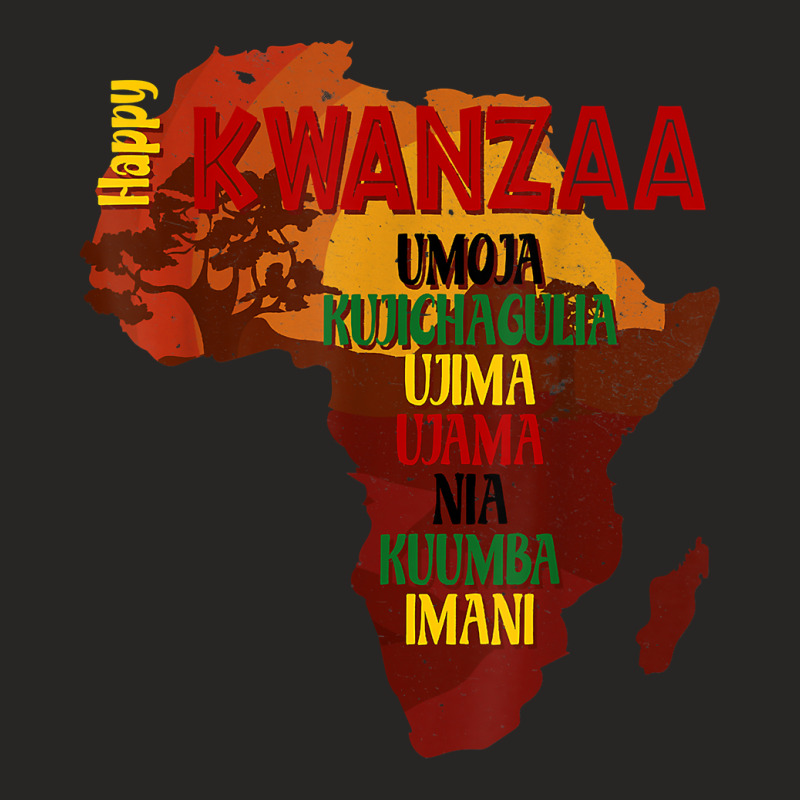 Happy Kwanzaa Shirt Africa Map 7 Principles Celebration T Shirt Ladies Fitted T-Shirt by cm-arts | Artistshot