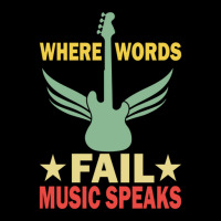 Where Words Fail Music Speaks Funny Vintage Guitar Musician Guitarist  V-neck Tee | Artistshot