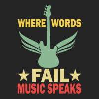 Where Words Fail Music Speaks Funny Vintage Guitar Musician Guitarist  3/4 Sleeve Shirt | Artistshot