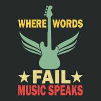 Where Words Fail Music Speaks Funny Vintage Guitar Musician Guitarist  Women's Triblend Scoop T-shirt | Artistshot