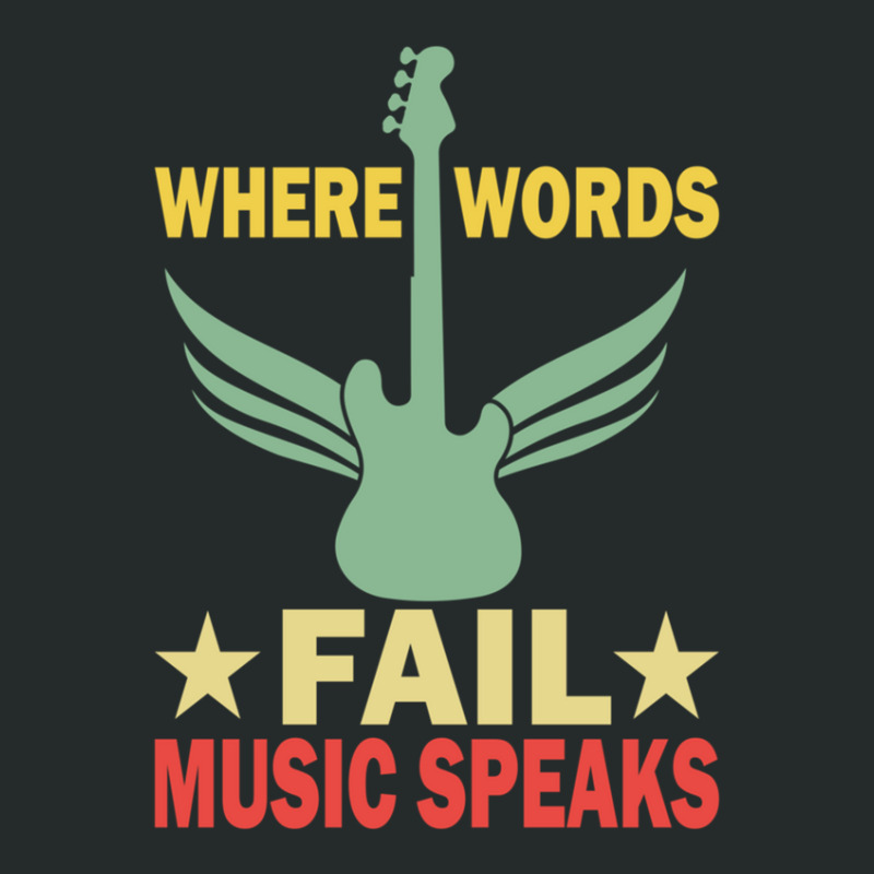 Where Words Fail Music Speaks Funny Vintage Guitar Musician Guitarist  Women's Triblend Scoop T-shirt by KristieDavis | Artistshot