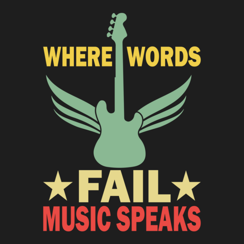 Where Words Fail Music Speaks Funny Vintage Guitar Musician Guitarist  Classic T-shirt by KristieDavis | Artistshot