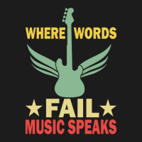 Where Words Fail Music Speaks Funny Vintage Guitar Musician Guitarist  Hoodie & Jogger Set | Artistshot