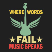 Where Words Fail Music Speaks Funny Vintage Guitar Musician Guitarist  Ladies Polo Shirt | Artistshot