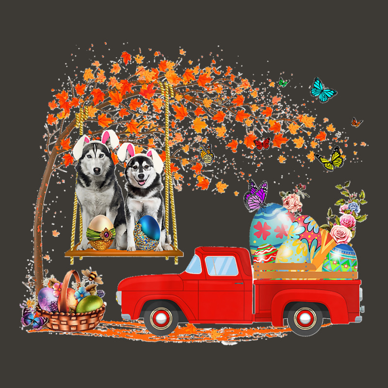 Husky Wearing Bunny Ear Red Truck With Eggs Bucket Hat by kevinnichols | Artistshot