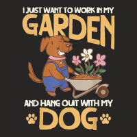 I Just Want To Work In My Garden And Hang Out With My Dog Ladies Fitted T-shirt | Artistshot