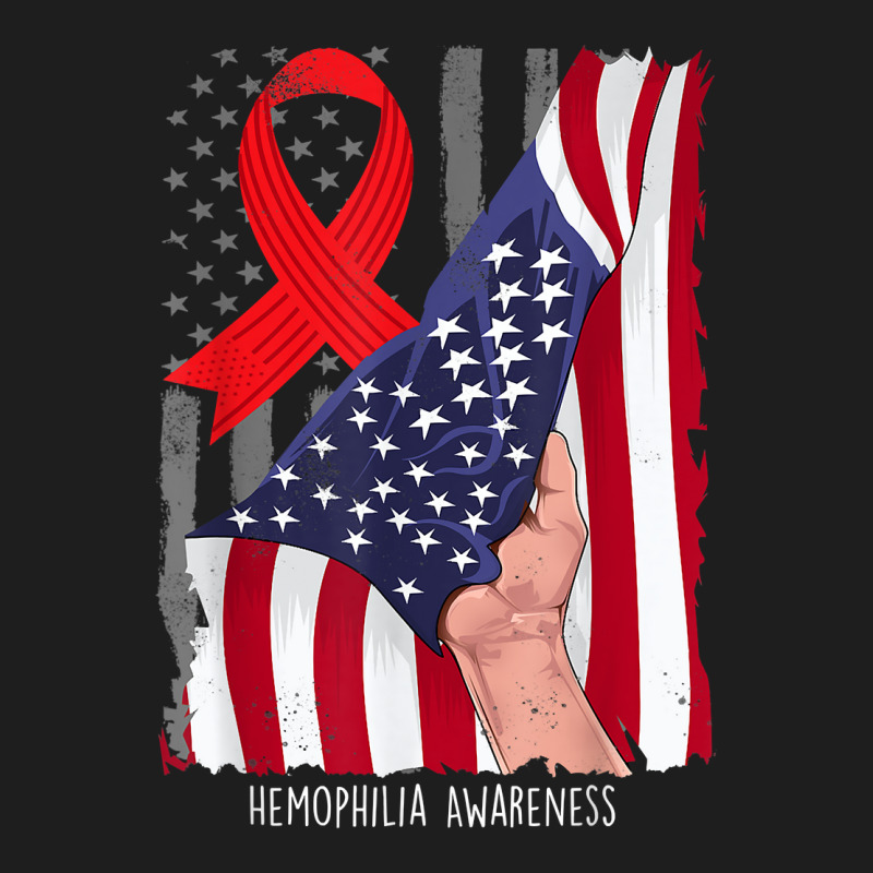 Hemophilia Awareness Vintage American Flag Red Ribbon T Shirt Classic T-shirt by cm-arts | Artistshot