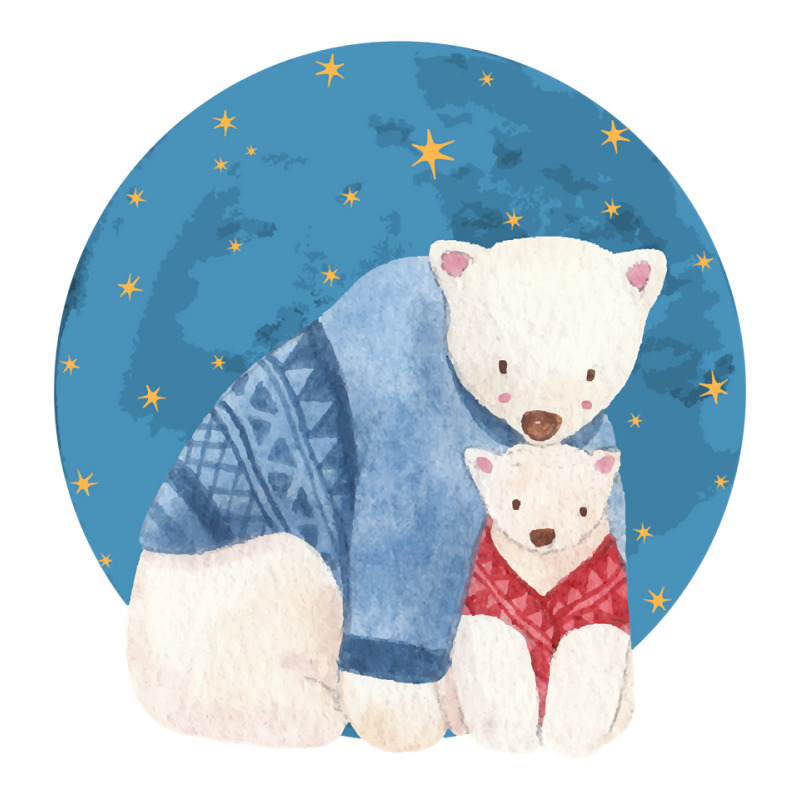 Full Moon Polar Bears   Cute Polar Bear Christmas Pajama Pullover Hood Women's Pajamas Set by cm-arts | Artistshot