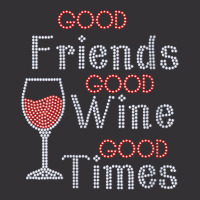 Womens Good Friends Good Wine Good Times Bling Rhinestone V Neck T Shi Vintage Hoodie And Short Set | Artistshot