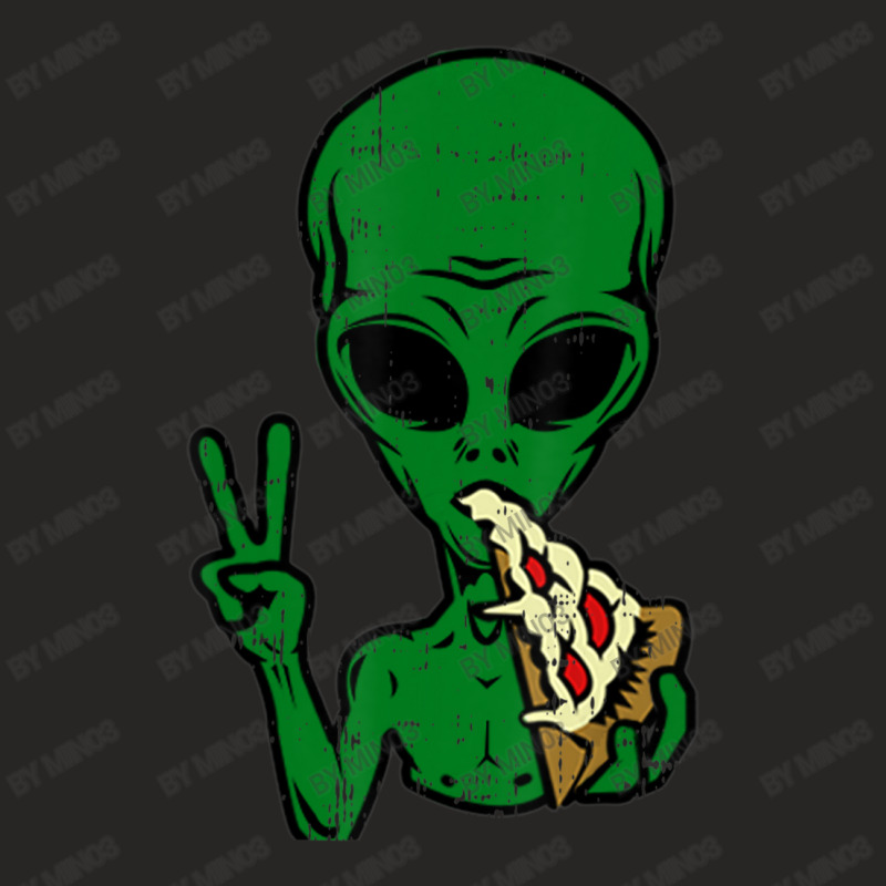 Alien Pizza Eating Peace Space Area-51 Halloween Ladies Fitted T-Shirt by Min03 | Artistshot