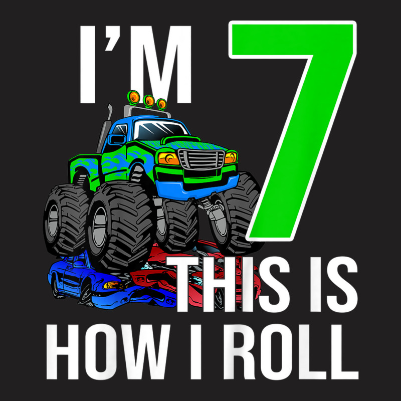 Kids Monster Truck 7th Birthday 7 Year Old Birthday Party T-shirt | Artistshot