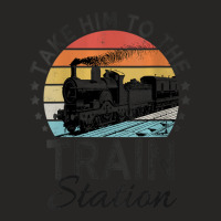 Womens Retro Style Take Him To The Train Station Vintage V-neck Ladies Fitted T-shirt | Artistshot