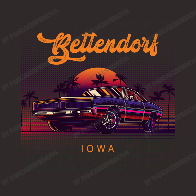 Bettendorf Iowa Retro Vintage 80s 90s Muscle Cars Retrowave Aesthetic Racerback Tank by pancakespienova | Artistshot