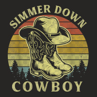 Simmer Down Cowboy Vintage Cowboy Hat Country Music T Shirt Ladies Fitted T-shirt | Artistshot