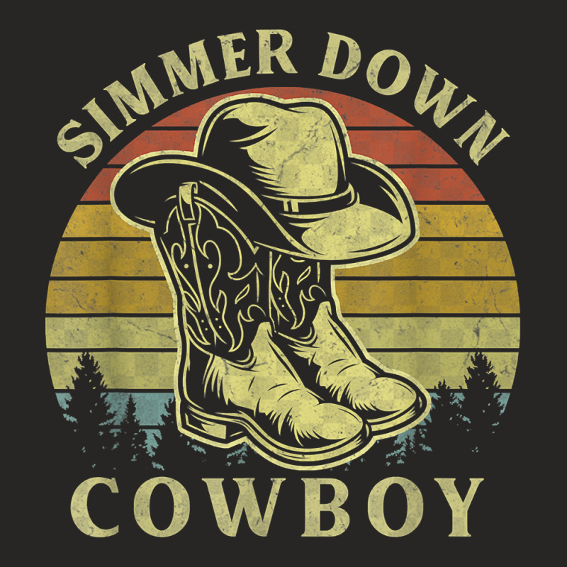 Simmer Down Cowboy Vintage Cowboy Hat Country Music T Shirt Ladies Fitted T-shirt | Artistshot