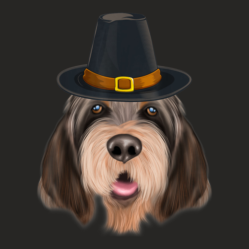 Otterhound Wearing Pilgrim Hat Thanksgiving Ladies Fitted T-Shirt by Posh | Artistshot