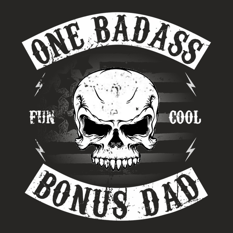 Mens One Badass Bonus Step Dad Funny Gift Birthday Stepdad Ladies Fitted T-Shirt by cm-arts | Artistshot