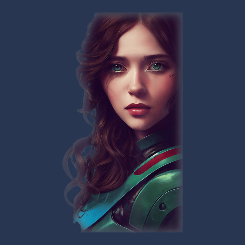 Woman Wavy Brown Hair Green Eyes Sci Fi Futuristic Armor Ladies Denim Jacket by Sombre | Artistshot