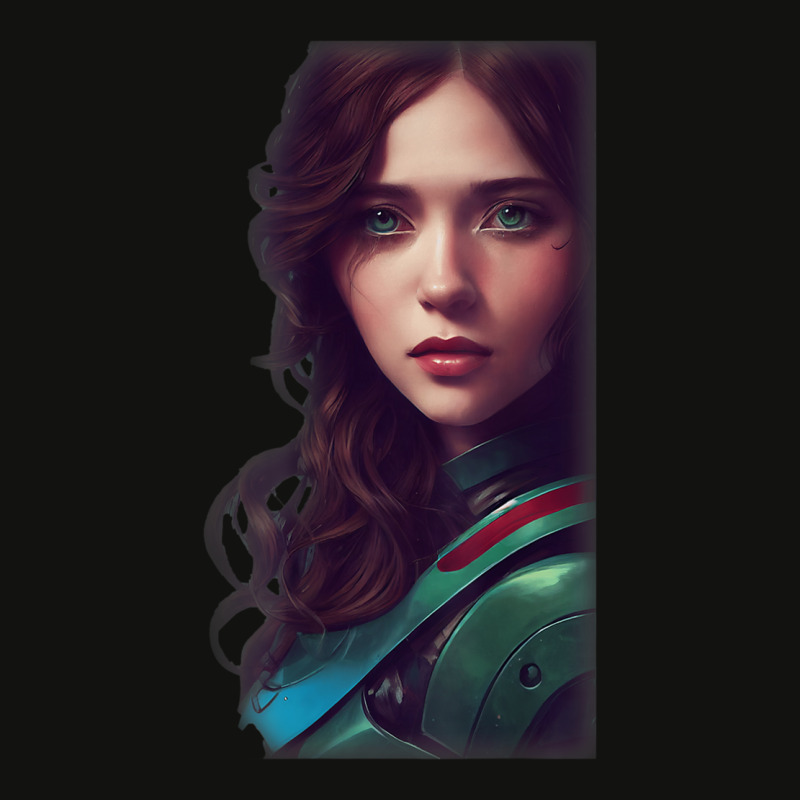 Woman Wavy Brown Hair Green Eyes Sci Fi Futuristic Armor Scorecard Crop Tee by Sombre | Artistshot